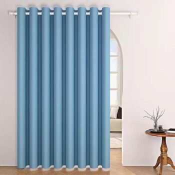 Blue Doorway Curtain Solid Blackout Patio Door Curtain Panel 78 Inch Grommet Drapes Room Darkening Thermal Insulated Energy Efficient Window Treatment for Bay Window 1 Panel W106 x L78 Inch