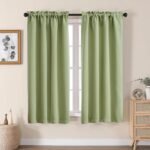 Sage Green Blackout Curtains for Bedroom 63 Inch Length 2 Panels Set, Solid Thermal Insulated Energy Saving Rod Pocket Window Treatment Curtains Blackout Drapes, W40 x L63 Inch, Sage
