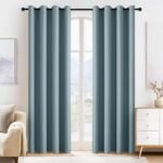 Dusty Blue Blackout Curtains 80 inch Long 2 Panels Set, Thermal Insulated Solid Grommet Closet Curtains for Bedroom Closet Door, Temporary Doorway Cover Room Divider Drapes, W 55" x L 80"