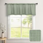 Sage Green Valance for Windows Kitchen Living Room Valance Rod Pocket Boho Farmhouse Country Rustic Bathroom Small Window Treatment Semi Sheer Linen Curtain Valances for Bedroom Light Sage