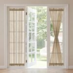 Linen French Door Curtains Privacy Light Reducing Door Curtain with Tieback Rod Pocket Curtain 1 Panel for Glass Door Feature Open Weave Textured Linen