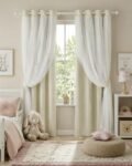 Double-Layered Curtains with White Sheer Solid Blackout Curtains 84 Inch Length Elegant Grommet Panels for Living Room/Sliding Glass Door (W52xL84, Beige, One Pair, with Tie-Backs)