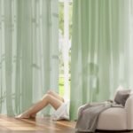 Sliding Glass Door Curtains 96 inches Long, Semi Sheer Thick Light Filtering Grommet Drapes for Bright Airy Privacy Space Living Room Dining Room, Sage Green, 2 Panels