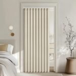 Accordion Style Magnetic Folding Door Curtains for Doorways/Closet, Room Divider Pleated Drapes with Hooks for Interior Living Room/Bedroom/Open Closet, Oatmeal, W39 x L78 inches, 1 Panel