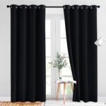 Black Out Curtains for Bedroom 84 inches Long - Light Reducing Thermal Insulated Solid Grommet Curtains/Panels/Drapes for Living Room (Set of 2, W52 x L84)
