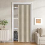 100% Blackout Fabric Folding Door Curtain with Magnetic Closure - Accordion Style for Sliding Doors, Closets,Wardrobe and Temporary Door Solutions Doorway Curtains（W42 x L78, Beige 1 Panel）