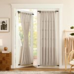 Linen Door Curtains Doorway Semi Sheer Curtains Room Divider Light Filtering Drape Dual Rod Pocket Boho Window Curtain for Closet, 54 x 72 inches Long, Natural, 1 Panel