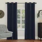 Energy Saving Blackout Grommet Curtain Panel, 84.00" x 40.00", Navy Blue