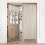 Natural Linen Blended French Door Curtain Privacy Light Filgtering Tricia Window Door Curtain for Patio Sidelight Glass Blind Tie Up Shade for Kitchen, W 26 x L72, Linen, 1 Panel