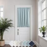 Front Door Curtan for Glass Door Half Window Privacy Protected Light Filtering Rod Pocket Linen Blend Small Curtain Bonus 1 Tie Back 52 x 40 Inch Length Single Panel Teal Gray Sea Green