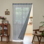 Blue Boho Door Curtains for Doorway, Bohemian Semi Blackout with Tassels Privacy Embroidery Drape Decor for Temporary Room Dividers Bedroom Living Room, Rod Pocket 1 Panel 37" W x 80" L